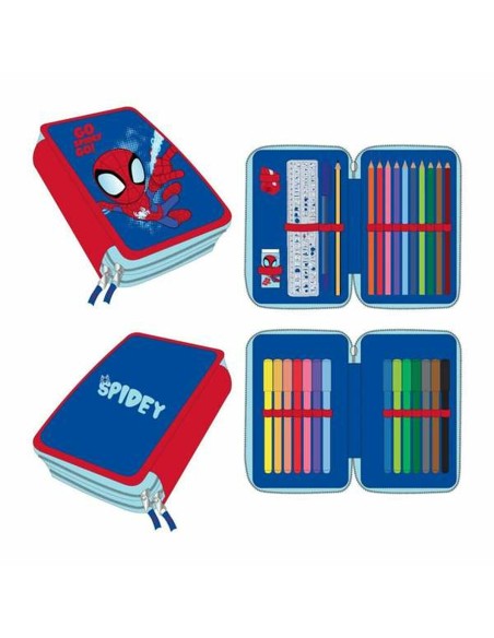 Trousse d'écolier Spidey Bleu 12,5 x 19,5 x 4,5 cm