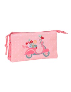 Trousse Fourre-Tout Triple Moos Passion Multicouleur 22 x 12 x 3 cm