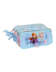 Trousse Fourre-Tout Triple Frozen Ice magic Bleu clair 21,5 x 10 x 8 cm