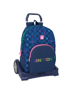 Cartable à roulettes Benetton Damero Blue marine 30 x 46 x 14 cm