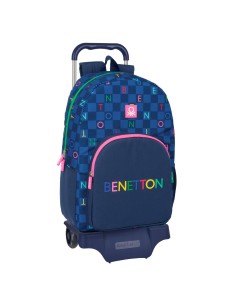 Cartable à roulettes Benetton Damero Blue marine 30 x 46 x 14 cm