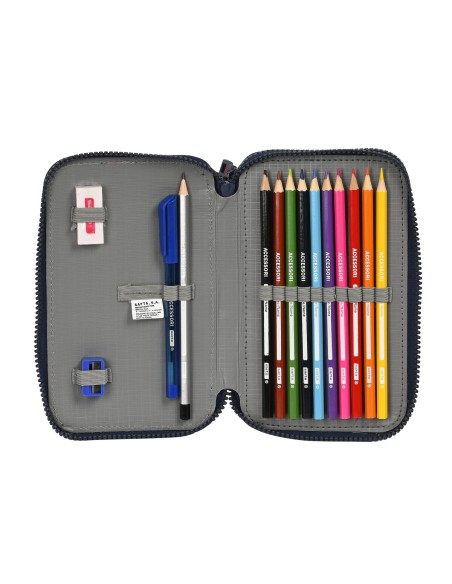 Trousse Scolaire avec Accessoires F.C. Barcelona Blue marine 12.5 x 19.5 x 4 cm (28 Pièces)