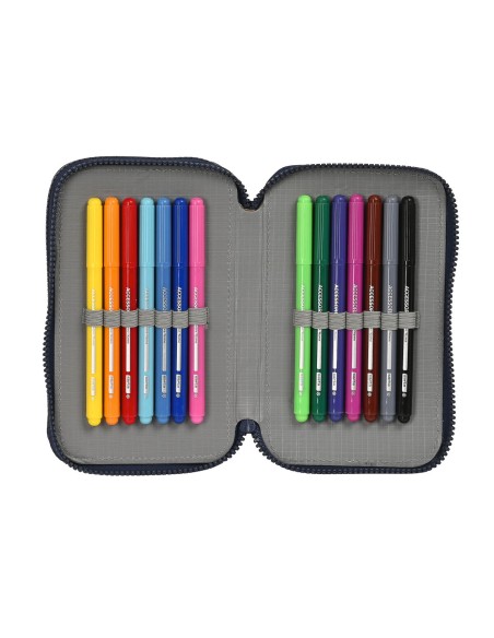 Trousse Scolaire avec Accessoires F.C. Barcelona Blue marine 12.5 x 19.5 x 4 cm (28 Pièces)