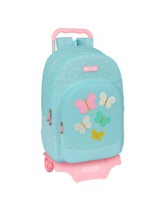 Cartable à roulettes Moos Butterflies Bleu 30 x 46 x 14 cm