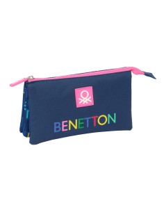 Trousse Fourre-Tout Triple Benetton Damero Blue marine 22 x 12 x 3 cm