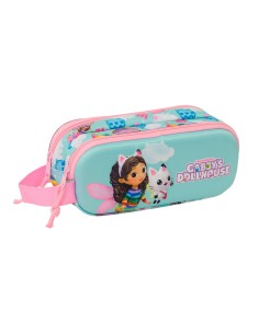 Trousse Fourre-Tout Double Gabby's Dollhouse Rose Bleu ciel 21 x 8 x 6 cm 3D