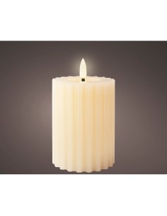 Bougie LED Lumineo Beige Ø 7,5 x 12,3 cm Avec relief (AAA) 2