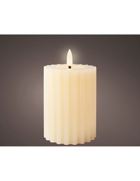 Bougie LED Lumineo Beige Ø 7,5 x 12,3 cm Avec relief (AAA)