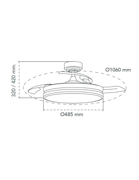 Ventilateur de Plafond CristalRecord 72 W Ø 106 cm