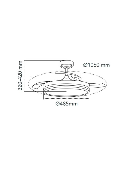Ventilateur de Plafond CristalRecord SUPERECO RETRAC 45W MD Transparent