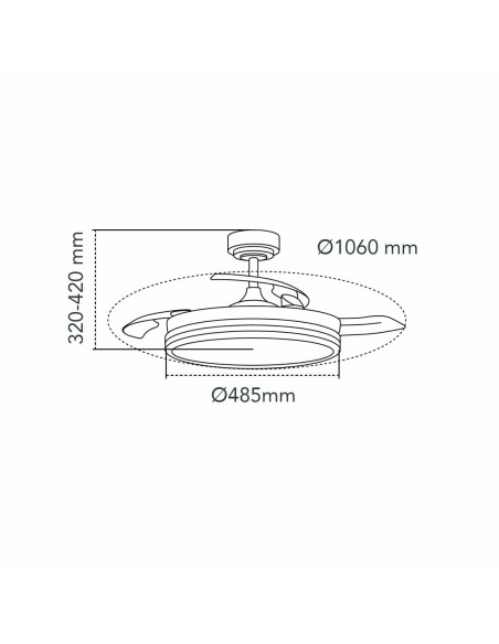 Ventilateur de Plafond CristalRecord SUPERECO RETRAC 45W MD Transparent
