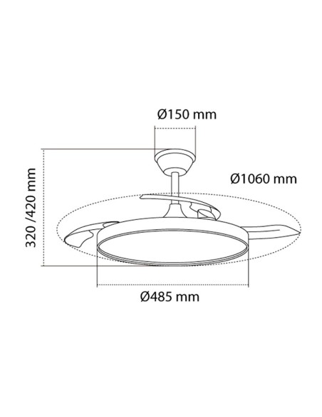 Ventilateur de Plafond CristalRecord Noir (3000 K) (4000 K)