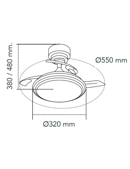 Ventilateur de Plafond CristalRecord Noir 35 W 1000 Lm (3000 K) (4000 K)