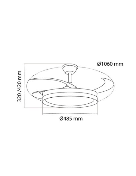 Ventilateur de Plafond CristalRecord EVO RETRAC Transparent 72 W