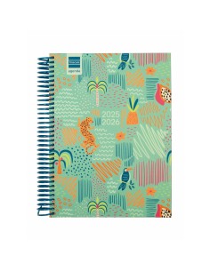 Agenda Finocam DIVA Multicouleur quarto 15,5 x 21,2 cm Jungle 2025-2026