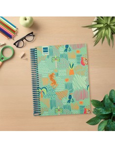 Agenda Finocam DIVA Multicouleur quarto 15,5 x 21,2 cm Jungle 2025-2026 2