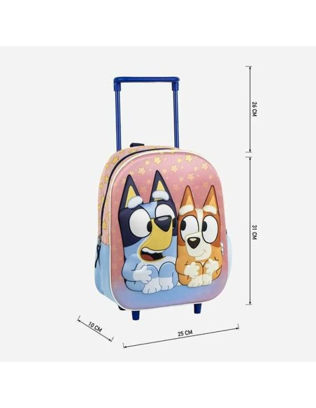Cartable 3D avec roulettes Bluey Rose 25,0 x 31,0 x 10,0 cm