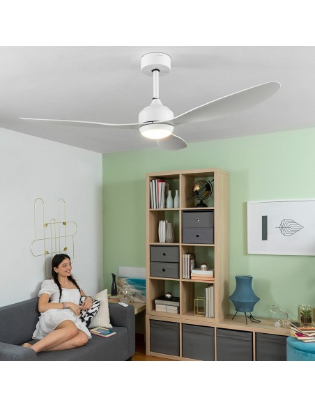 Ventilateur de Plafond avec Lumière LED et 3 Pales ABS Flaled InnovaGoods Blanc 36 W 52" Ø132 cm