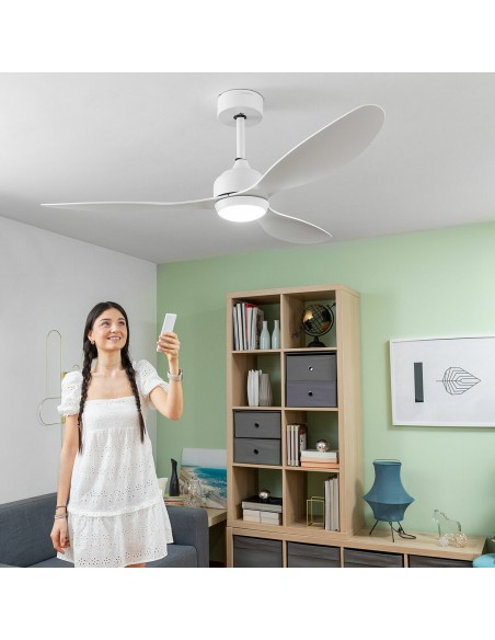 Ventilateur de Plafond avec Lumière LED et 3 Pales ABS Flaled InnovaGoods Blanc 36 W 52" Ø132 cm