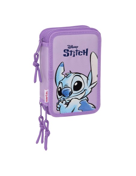 Pochette à crayons triple Lilo & Stitch Sweet Bleu Lila 12,5 x 19,5 x 5,5 cm 36 Pièces