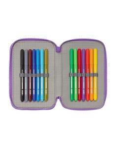 Pochette à crayons triple Lilo & Stitch Sweet Bleu Lila 12,5 x 19,5 x 5,5 cm 36 Pièces 2