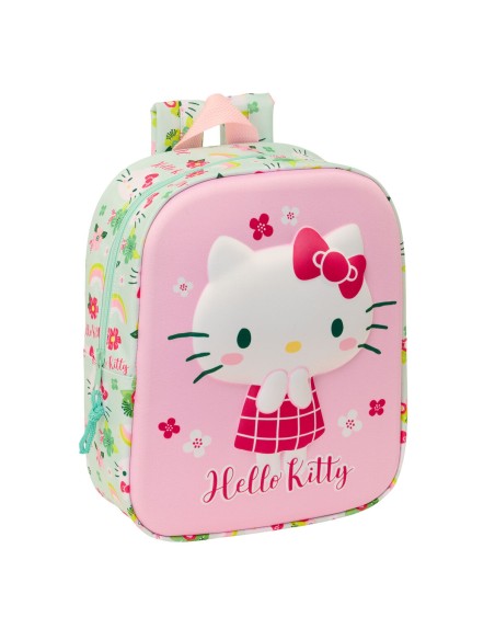 Cartable Hello Kitty Vert Rose 22 x 27 x 10 cm 3D