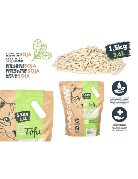 Sable pour chats Mascow TOY20220113 TOY20220113 Blanc 1,5 Kg Soja (8 Unités)