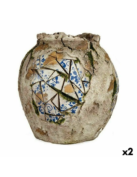 Figure décorative de jardin Ibergarden ZD19026 ZD19026 Polyrésine Vase 27 x 27 x 27 cm (2 Unités)