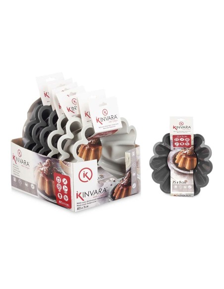 Moule à pâtisserie Kinvara HH477 HH477 Gris clair Gris foncé Silicone 1,5 L 24,5 x 10 x 24,5 cm (6 Unités)
