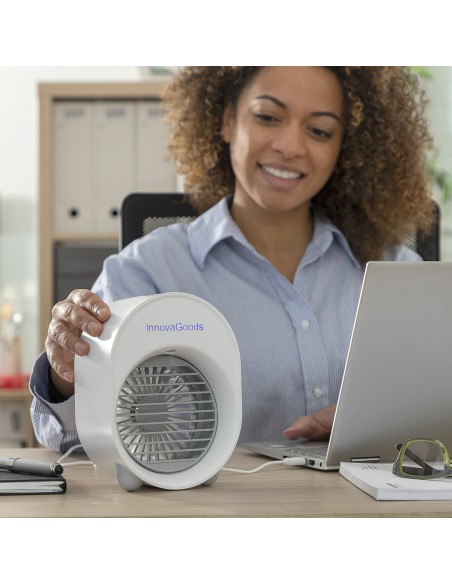 Mini-climatiseur Humidificateur à Ultrasons avec LED Koolizer InnovaGoods humidificador mini 200 ml Blanc ABS (Câble USB) (Recon