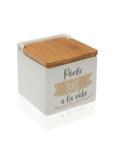 Salière avec couvercle Versa S3404267 Céramique Bambou (10,5 x 11 x 11 cm)