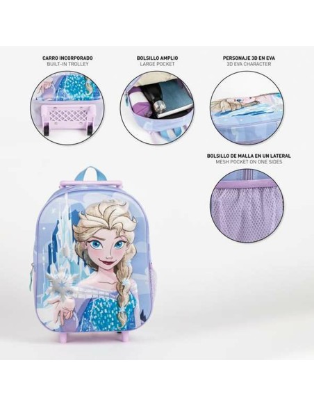 Cartable 3D avec roulettes Frozen Bleu Lila 25,0 x 31,0 x 10,0 cm