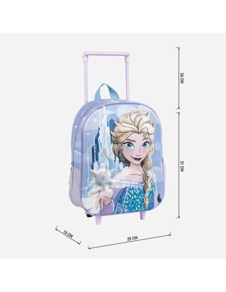 Cartable 3D avec roulettes Frozen Bleu Lila 25,0 x 31,0 x 10,0 cm
