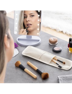 Ensemble de Pinceaux de Maquillage en Bois avec Trousse Miset InnovaGoods 5 Unités
