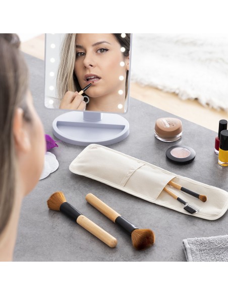 Ensemble de Pinceaux de Maquillage en Bois avec Trousse Miset InnovaGoods 5 Unités