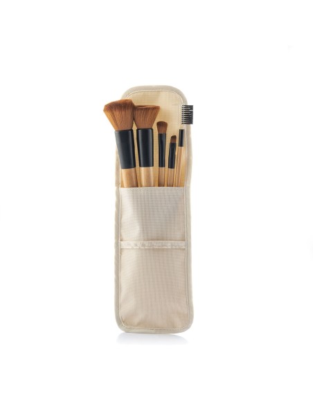 Ensemble de Pinceaux de Maquillage en Bois avec Trousse Miset InnovaGoods 5 Unités