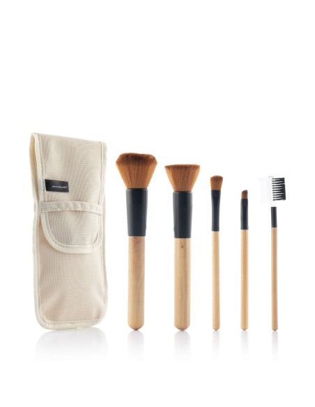 Ensemble de Pinceaux de Maquillage en Bois avec Trousse Miset InnovaGoods 5 Unités