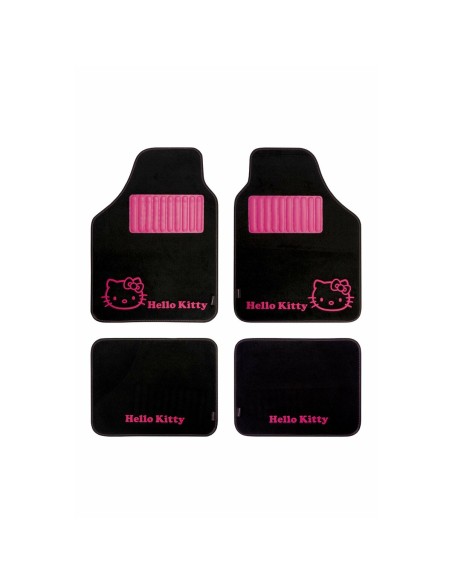 Set de tapis de voitures Hello Kitty Noir Rose (4 pcs)