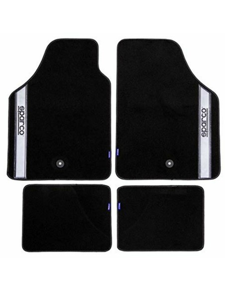 Set de tapis de voitures Sparco Noir/Argenté Gris Argenté Moquette (4 pcs)