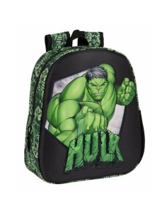 Sac à dos enfant 3D Hulk Noir Vert 27 x 33 x 10 cm 2