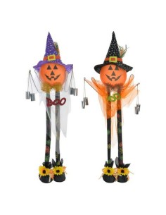 Décoration d'Halloween DKD Home Decor Organza Polyester Citrouille (50 x 92 cm) (2 pcs)