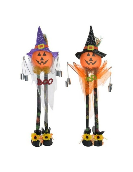 Décoration d'Halloween DKD Home Decor Organza Polyester Citrouille (50 x 92 cm) (2 pcs)