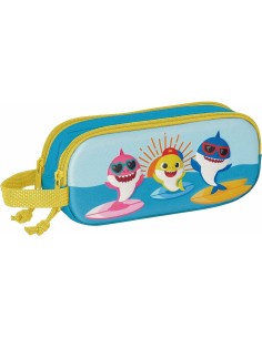Trousse Fourre-Tout Double Baby Shark Bleu 21 x 8 x 6 cm 3D