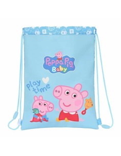 Sac à dos serré par des ficelles Peppa Pig Bleu clair 26 x 34 x 1 cm