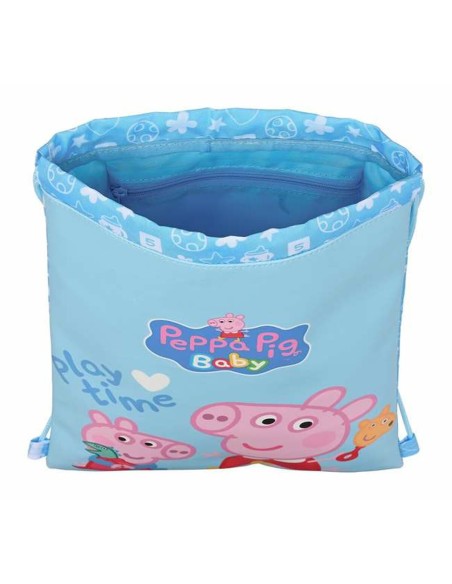 Sac à dos serré par des ficelles Peppa Pig Bleu clair 26 x 34 x 1 cm