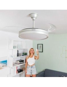 Ventilateur de Plafond avec Lumière LED et 4 Pales Rétractables InnovaGoods Argenté 80 W Ø49-104 cm (Reconditionné B) 2