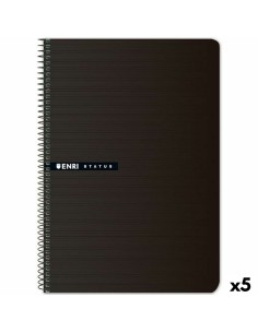 Cahier à Spirale ENRI STATUS Noir quarto 100 Volets (5 Unités)