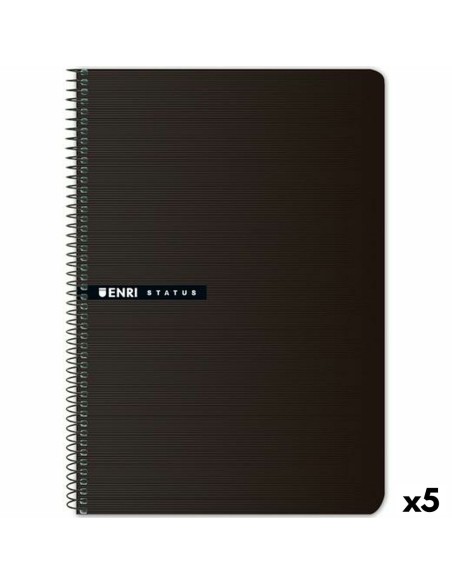 Cahier à Spirale ENRI STATUS Noir quarto 100 Volets (5 Unités)