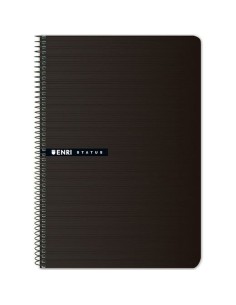Cahier à Spirale ENRI STATUS Noir quarto 100 Volets (5 Unités) 2