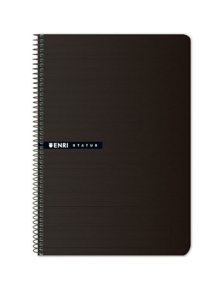 Cahier à Spirale ENRI STATUS Noir quarto 100 Volets (5 Unités)